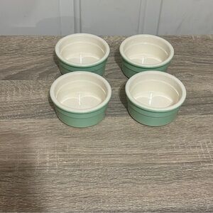 Set of 4 Cermer Ceramic 4oz Ramekins Dessert Custard Mint Green Summer Beach NEW